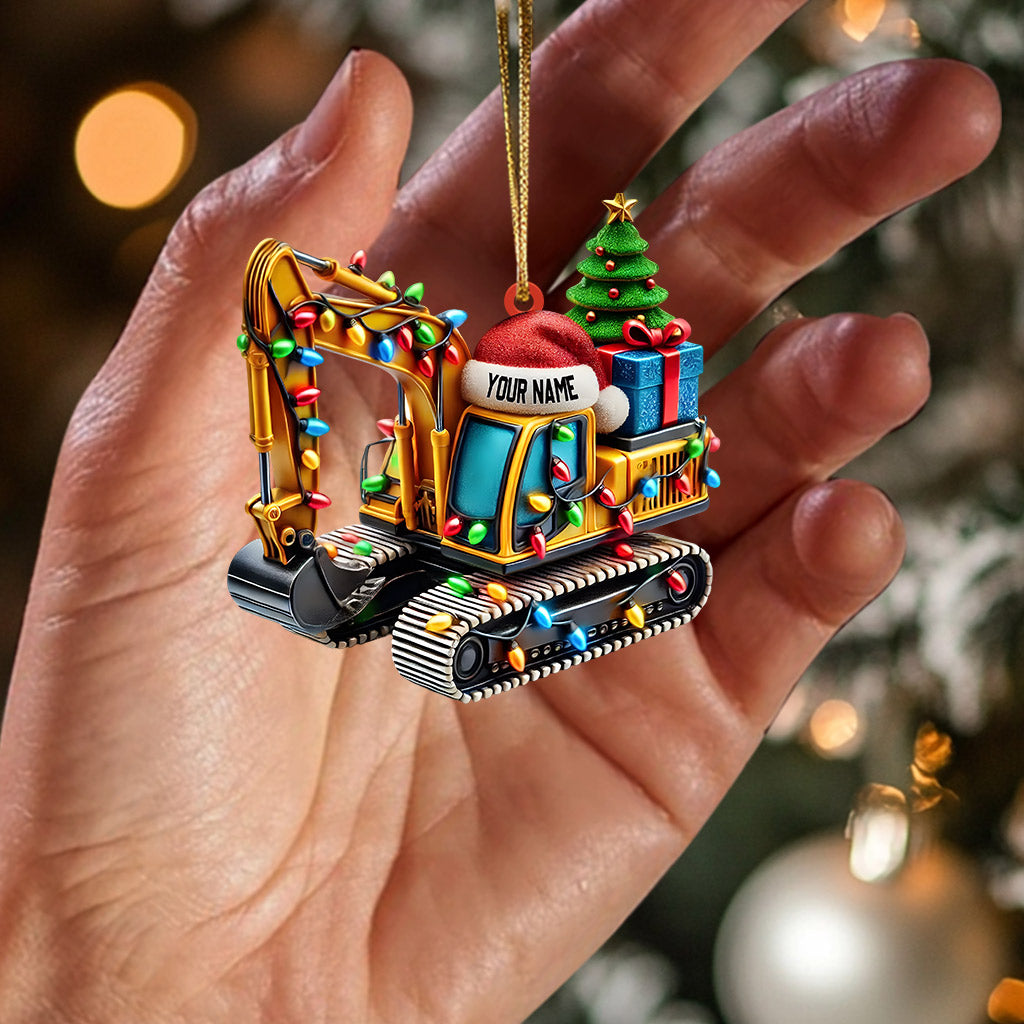 Excavator Decor Christmas Ornament, Personalized Ornament