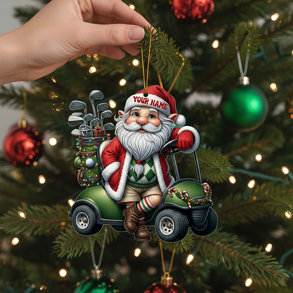 Santa Golf Car, Home Decor, Christmas Ornament, Personalized Ornament