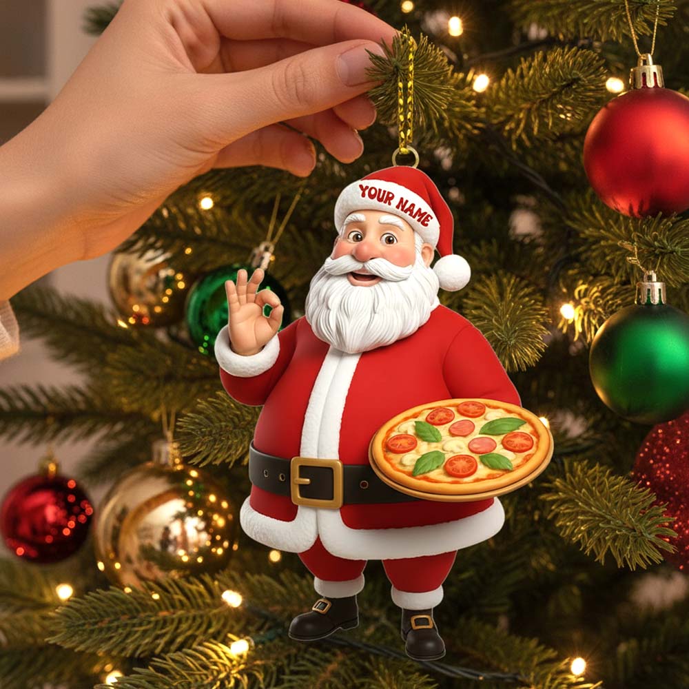 Pizza Chef Santa, Home Decor, Christmas Ornament, Personalized Ornament