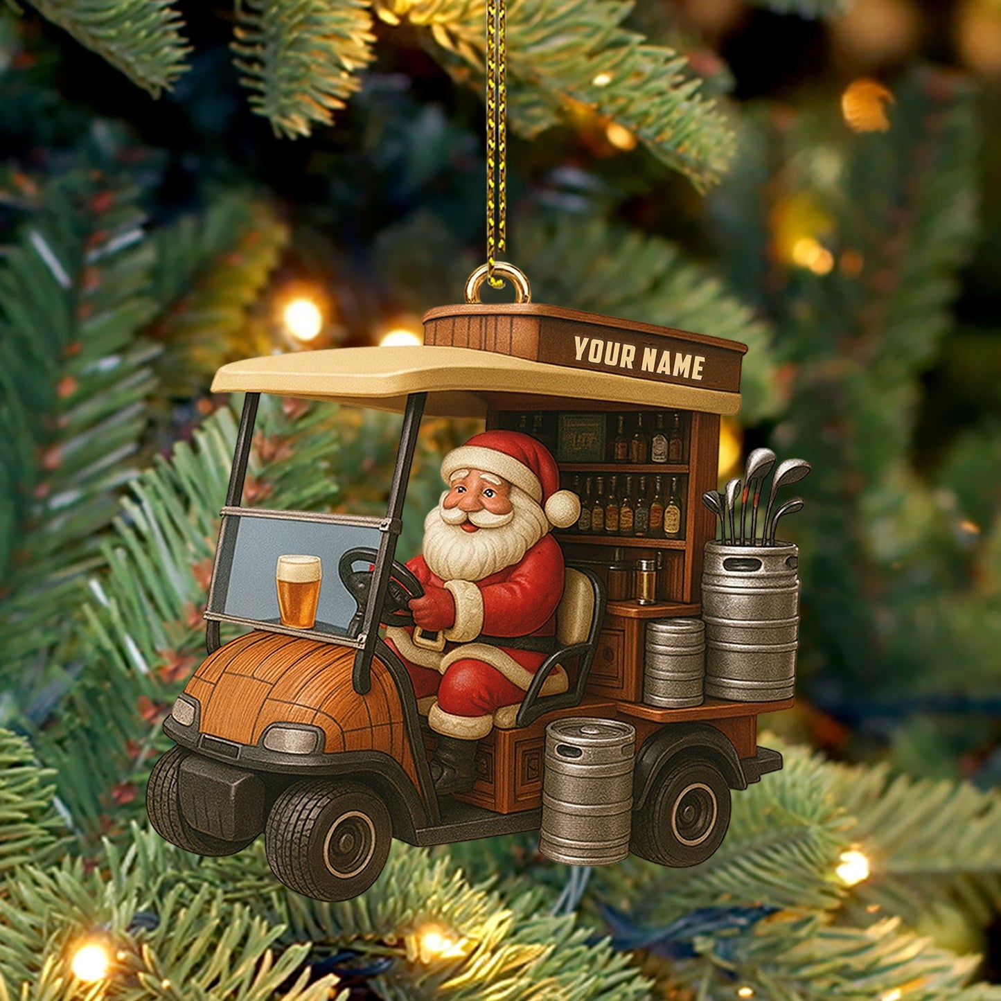 Golf Santa, Home Decor, Christmas Ornament, Personalized Ornament
