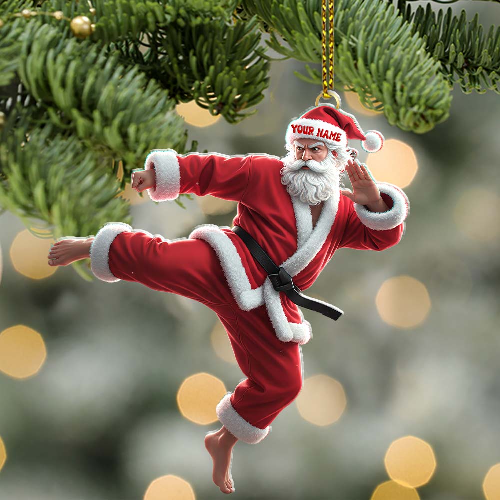 Karate Santa, Home Decor, Christmas Ornament, Personalized Ornament