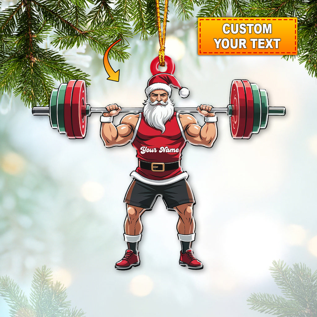 Weightlifting Santa, Home Decor, Christmas Ornament, Personalized Ornament