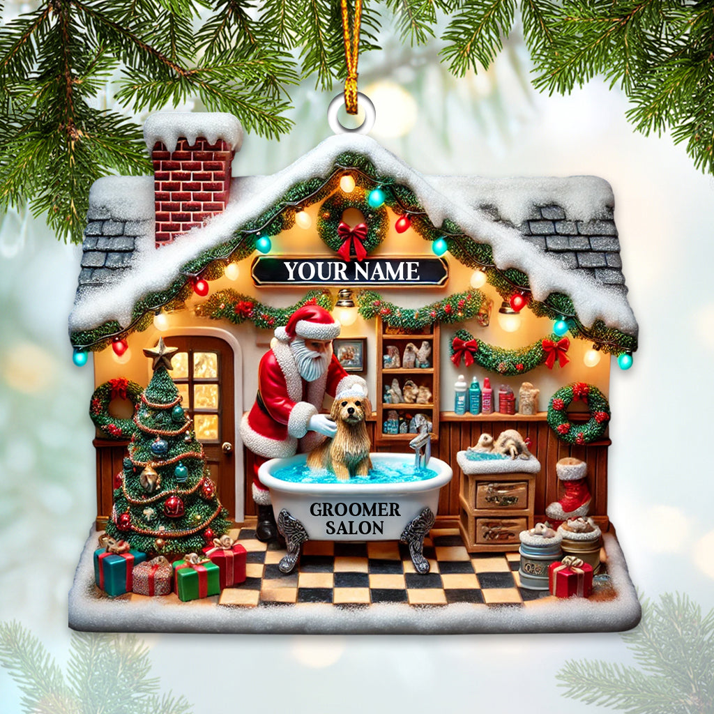 Santa Groomer Salon Home Decor Christmas Ornament, Personalized Ornament