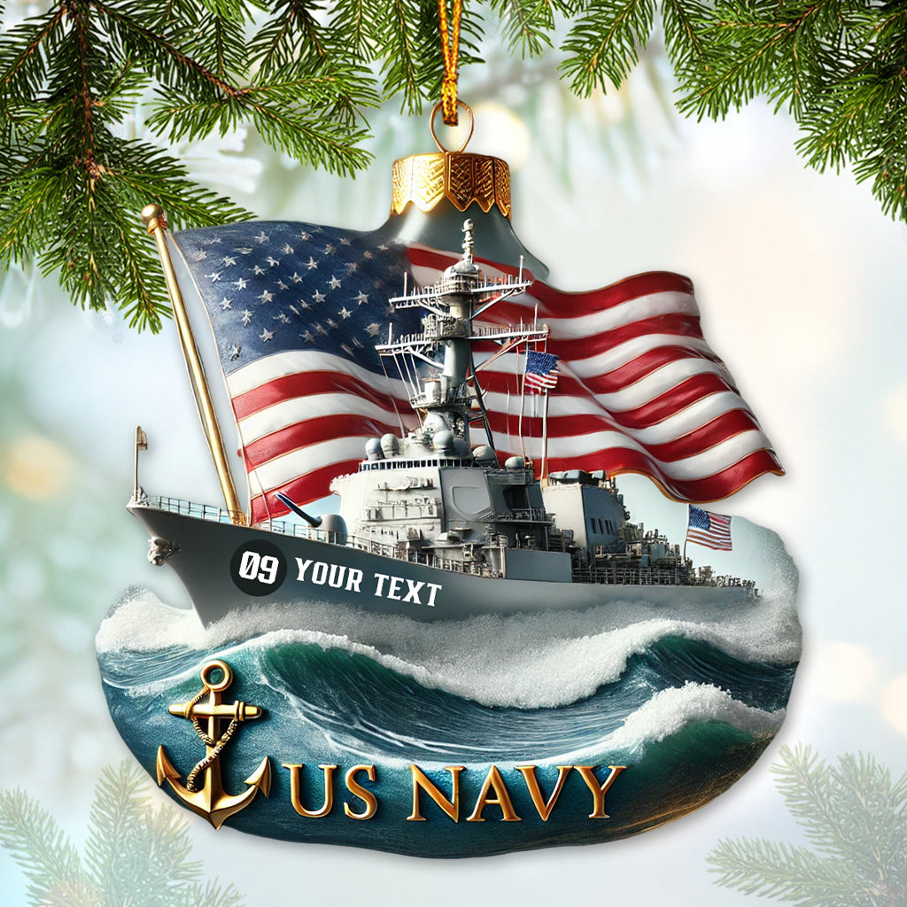 Custom Name and Number US Navy Ornament, US Navy Christmas Gift