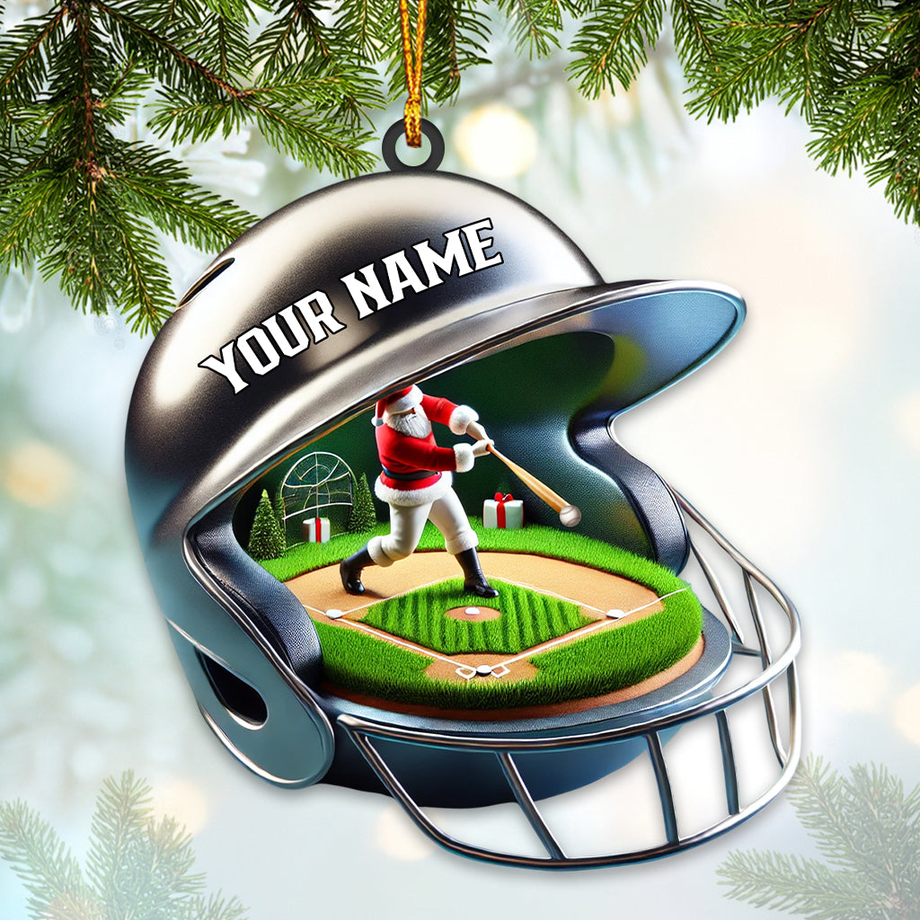Santa Baseball  Home Decor Christmas Ornament, Personalized Ornament