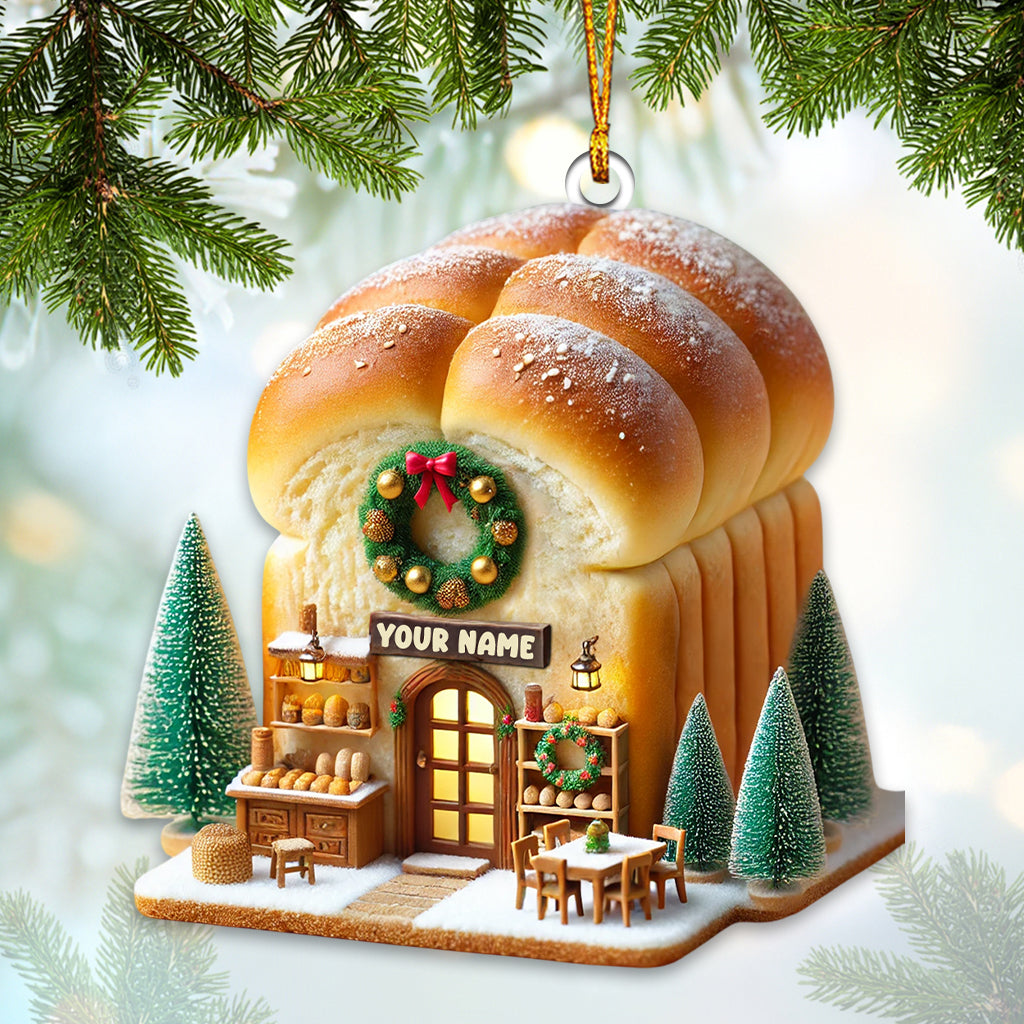 Santa Bread Shop Home Decor Christmas Ornament, Personalized Ornament