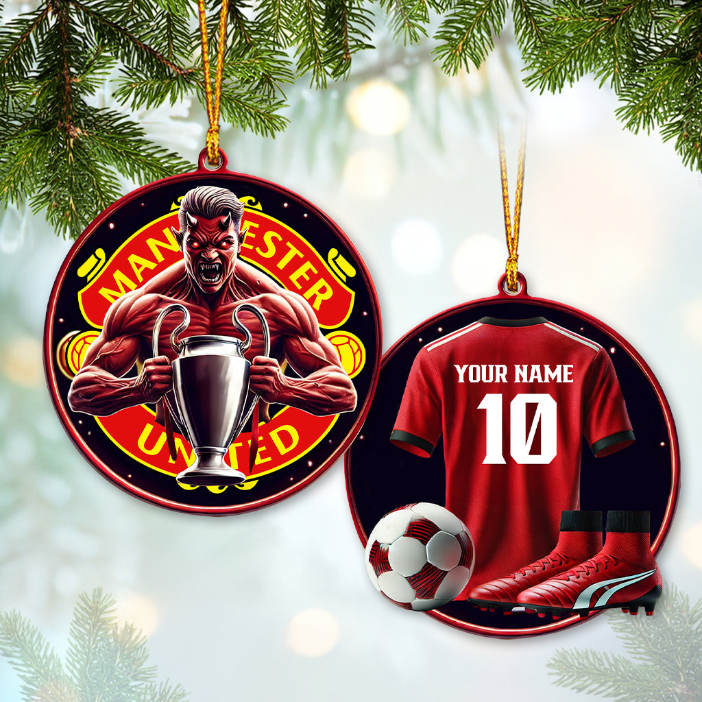 Custom Name and Number Manchester United Ornament, Christmas Gift for Football Lover