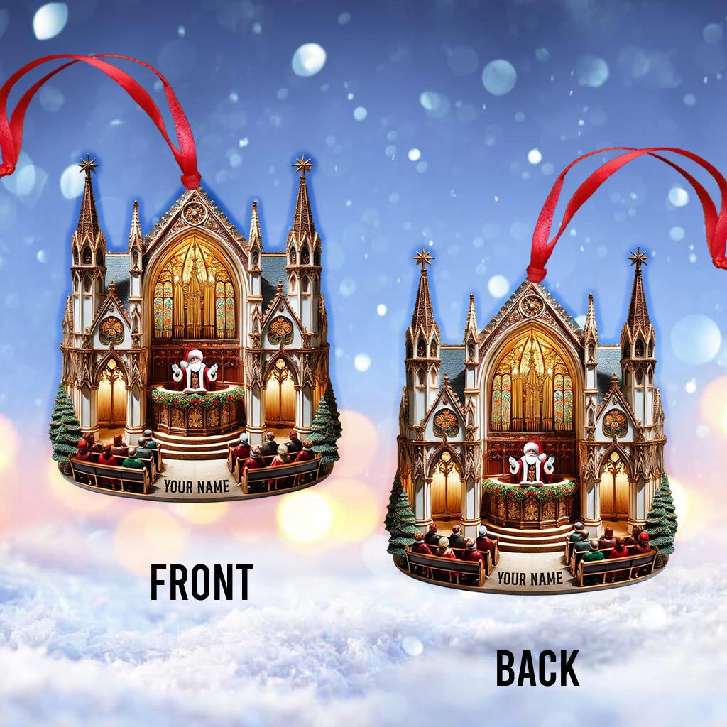 Merry Christmas Santa Church Home Decor Christmas Ornament, Personalized Ornament