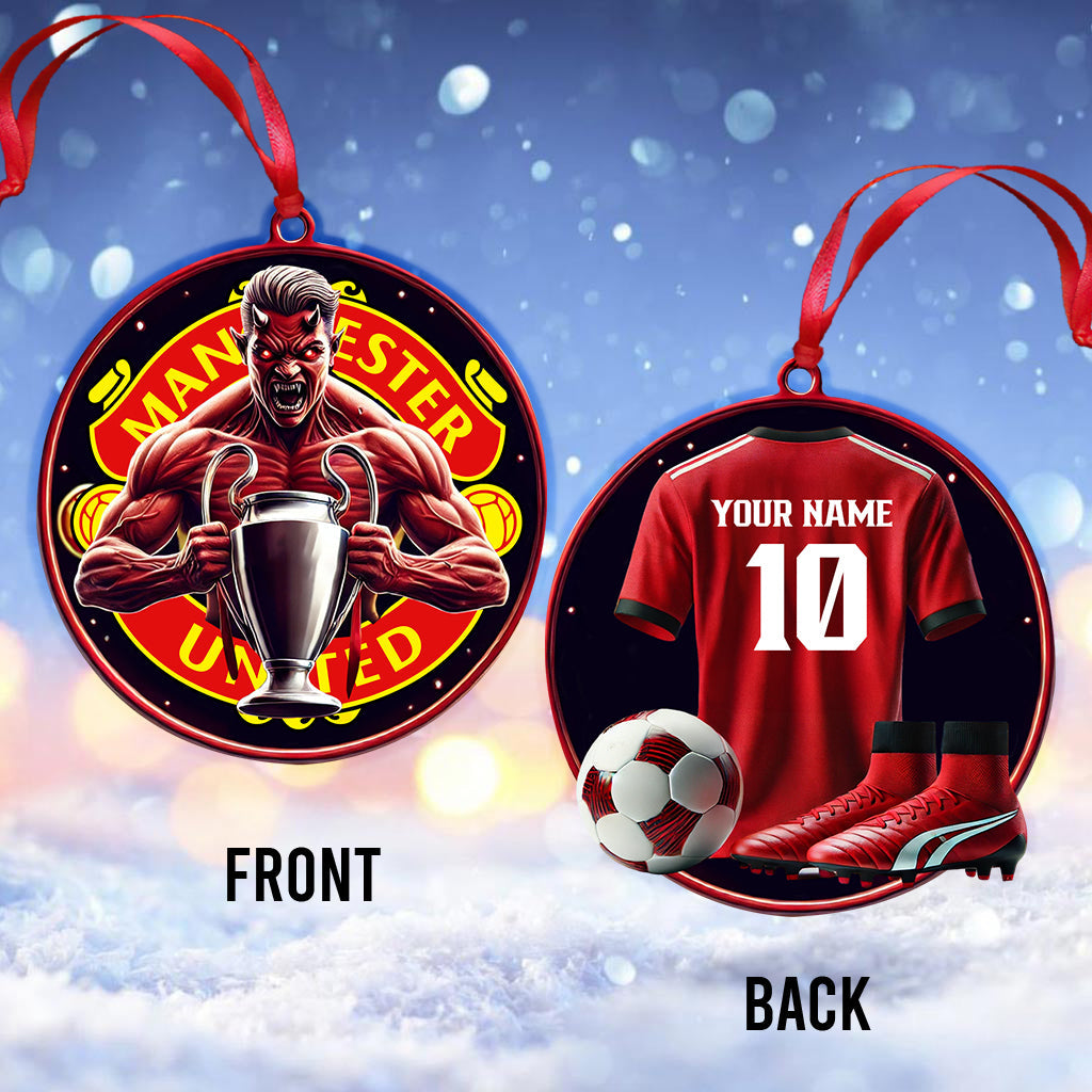 Custom Name and Number Manchester United Ornament, Christmas Gift for Football Lover