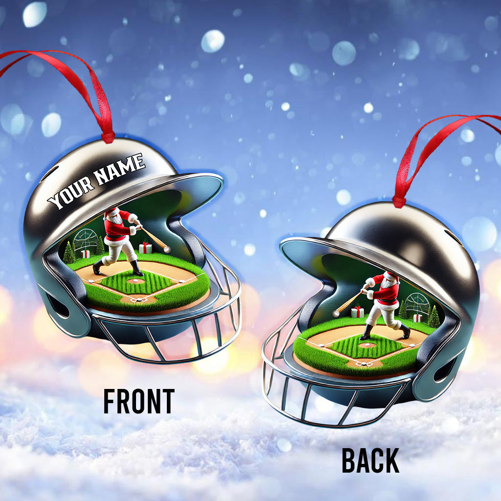 Santa Baseball  Home Decor Christmas Ornament, Personalized Ornament