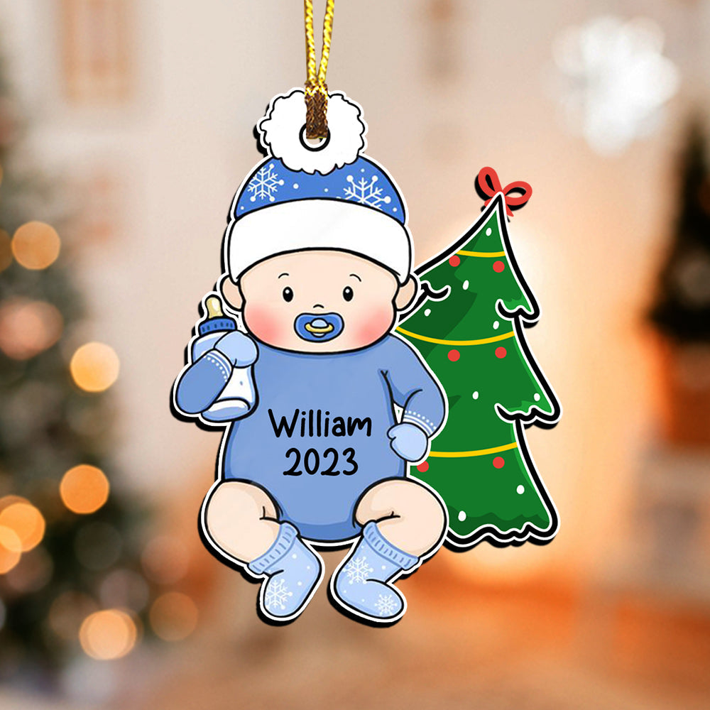 Xmas Baby - Custom Name, Personalized Acrylic Ornament - Gift For Christmas, Family Gift