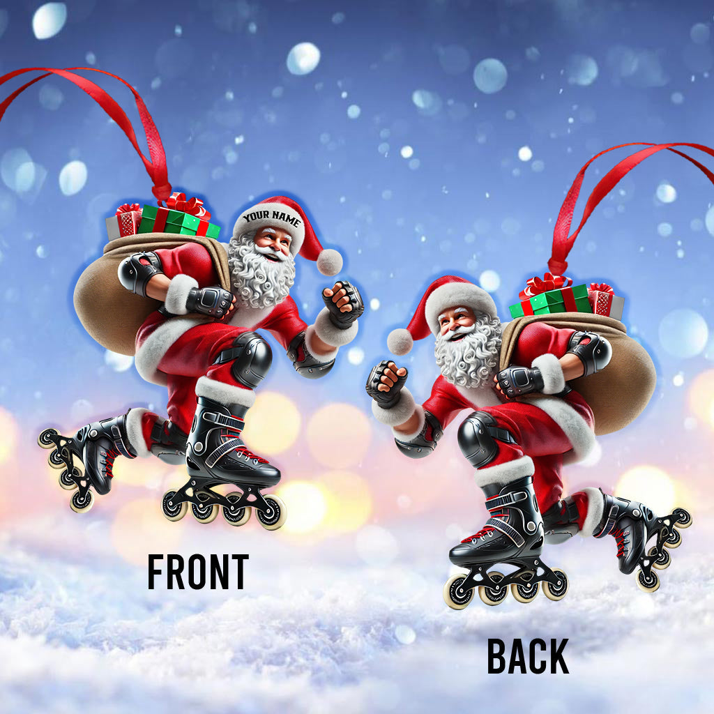Santa Inline Skate Skating Home Decor Christmas Ornament, Personalized Ornament