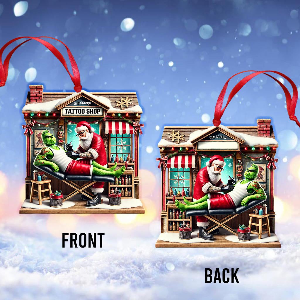Old School Tattoo Shop Home Decor Christmas Ornament, Personalized Ornament