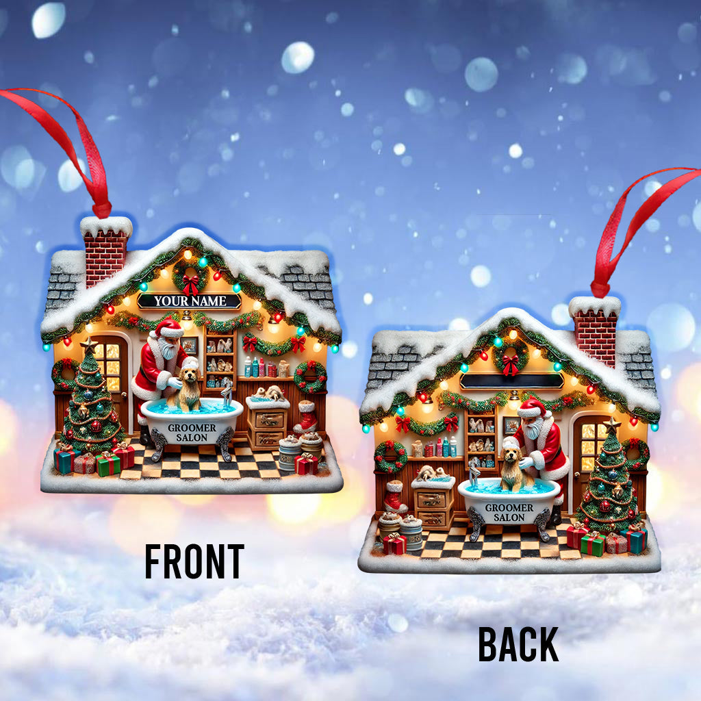 Santa Groomer Salon Home Decor Christmas Ornament, Personalized Ornament
