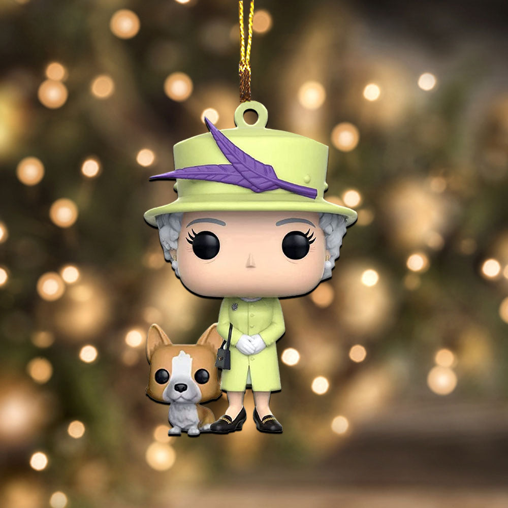 Queen Elizabeth II with Corgi - Christmas Ornament - Gift For Christmas, Gift For Family Decor