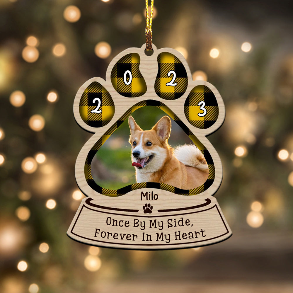 One By My Side Forever In My Heart, Custom Photo And Name - Personalized Custom Shaped Wooden Ornament - Christmas Gift