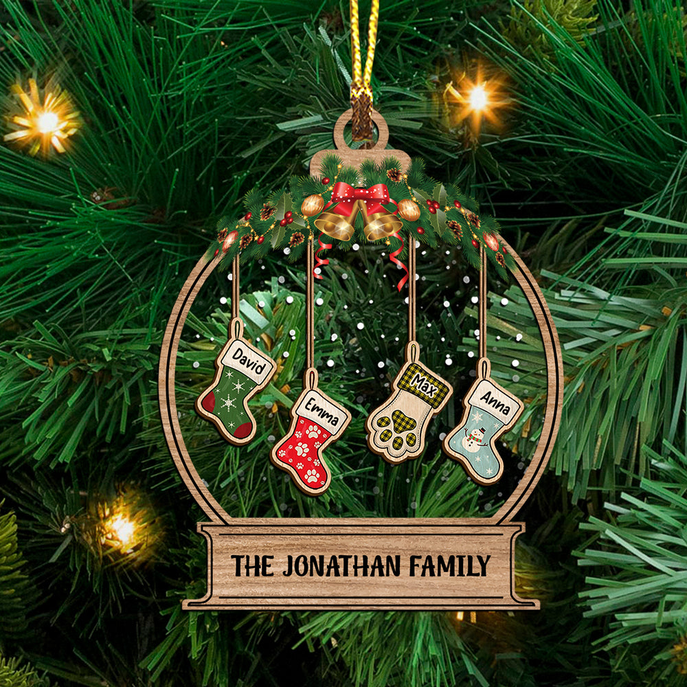 Family Socks Color - Custom Photo, Personalized Acrylic Ornament - Gift For Christmas, Family Gift