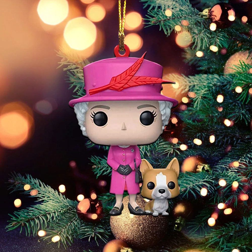 Queen Elizabeth II with Corgi - Christmas Ornament - Gift For Christmas, Gift For Family Decor